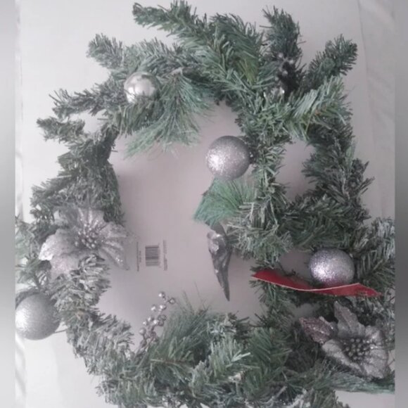 Frosted Garland Swag with Silver Glitter Details 6'+ - Picture 1 of 16